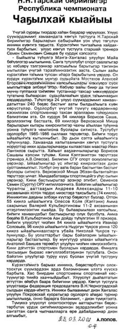 Обложка Попов, А. Чаҕылхай кыайыы 